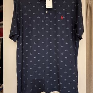 Polo by Ralph Lauren Men's Dark Blue Patterned Shirt